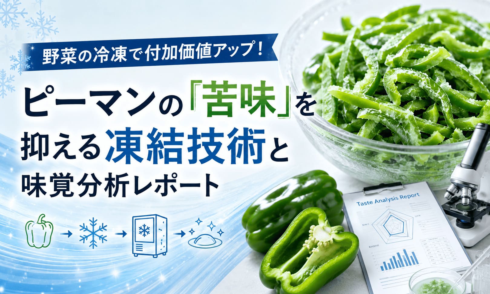 ピーマンの苦みを抑える凍結技術レポート